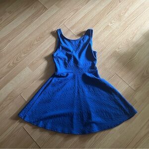 Ginger G Blue Patterned Fit and Flare Mini Dress Small